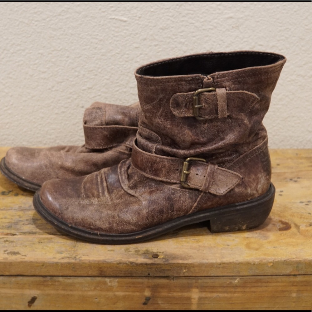 Mia Brown Leather Ankle Boots | 7.5